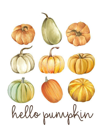 Hello Pumpkin Collage Black Ornate Wood Framed Art Print with Double Matting by Allen, Kimberly