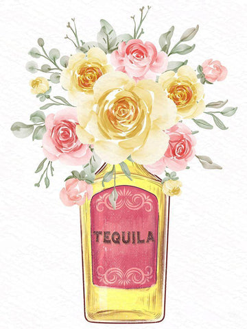 Tequila Floral Black Ornate Wood Framed Art Print with Double Matting by Allen, Kimberly