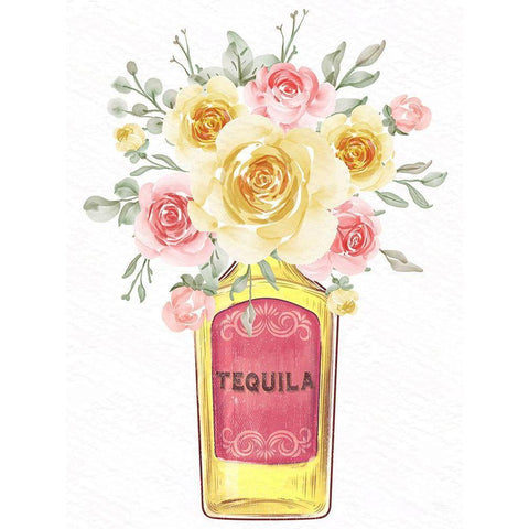 Tequila Floral White Modern Wood Framed Art Print by Allen, Kimberly
