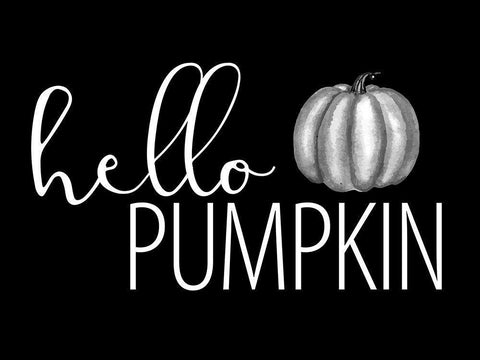 Hello Pumpkin Black and White Black Ornate Wood Framed Art Print with Double Matting by Allen, Kimberly
