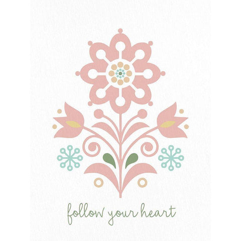 Folk Flower 1 Gold Ornate Wood Framed Art Print with Double Matting by Allen, Kimberly