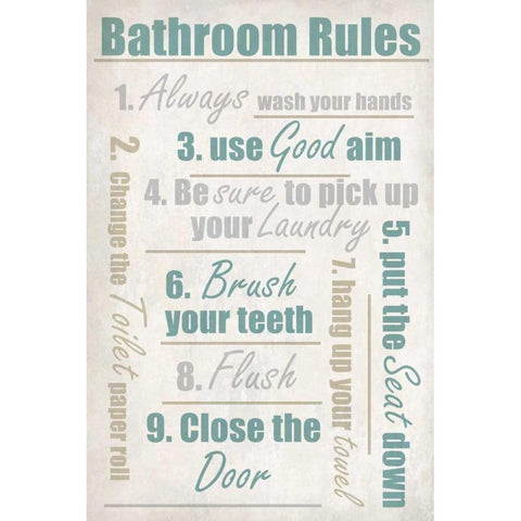 Concrete Bathroom Rules Black Modern Wood Framed Art Print with Double Matting by Allen, Kimberly