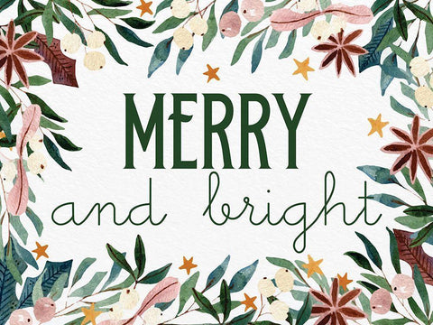 Merry and Bright Black Ornate Wood Framed Art Print with Double Matting by Allen, Kimberly