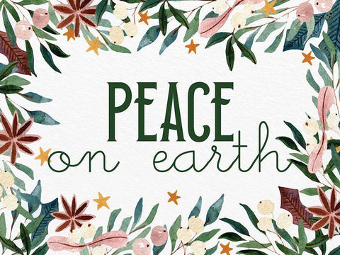 Peace on Earth White Modern Wood Framed Art Print with Double Matting by Allen, Kimberly