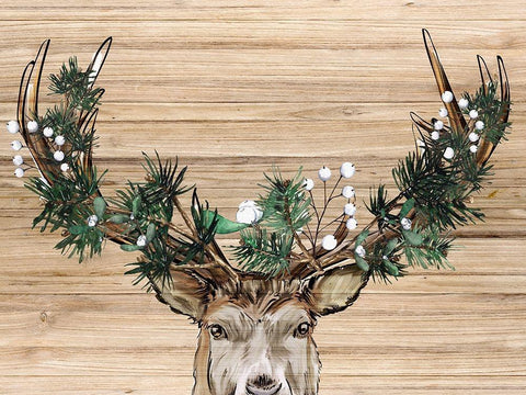 Woodland Deer Black Ornate Wood Framed Art Print with Double Matting by Allen, Kimberly