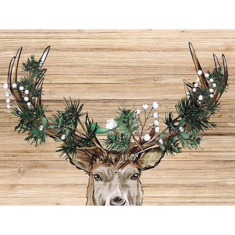 Woodland Deer White Modern Wood Framed Art Print by Allen, Kimberly