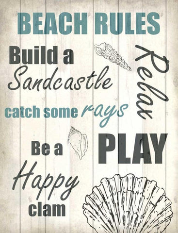 Beach Rules 1 Black Ornate Wood Framed Art Print with Double Matting by Allen, Kimberly