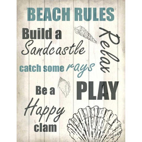 Beach Rules 1 White Modern Wood Framed Art Print by Allen, Kimberly