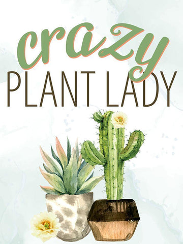 Crazy Plant Lady Black Ornate Wood Framed Art Print with Double Matting by Allen, Kimberly