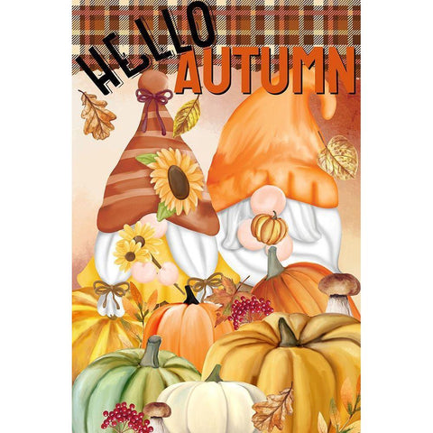 Gnome Fall Hello Autumn Black Modern Wood Framed Art Print by Allen, Kimberly