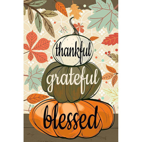 Thankful Grateful Blessed Black Modern Wood Framed Art Print with Double Matting by Allen, Kimberly