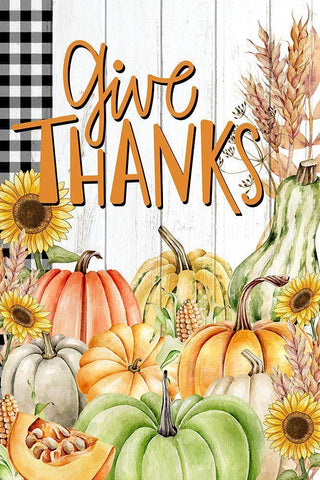 Give Thanks Black Ornate Wood Framed Art Print with Double Matting by Allen, Kimberly