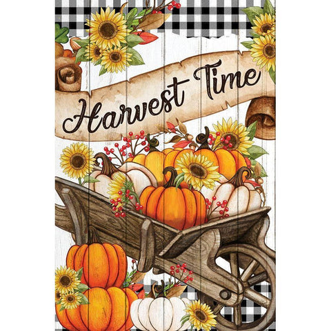 Wheelbarrow Pumpkins Black Modern Wood Framed Art Print with Double Matting by Allen, Kimberly