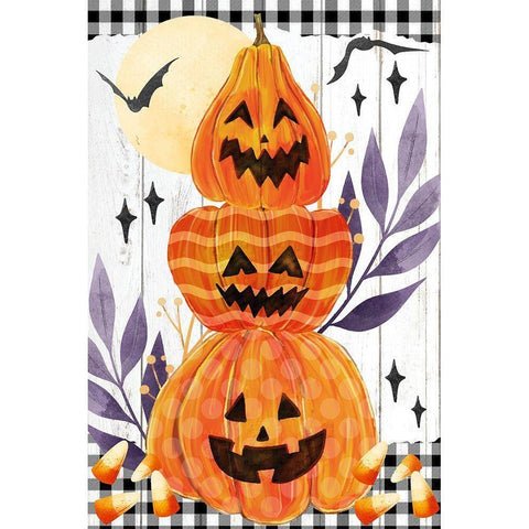 Pumpkin Trio White Modern Wood Framed Art Print by Allen, Kimberly