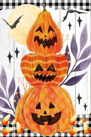 Pumpkin Trio Black Ornate Wood Framed Art Print with Double Matting by Allen, Kimberly