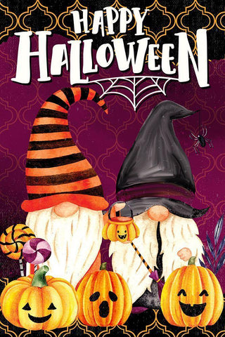 Halloween Gnomes White Modern Wood Framed Art Print with Double Matting by Allen, Kimberly