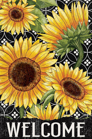 Sunflower Field Welcome Black Ornate Wood Framed Art Print with Double Matting by Allen, Kimberly