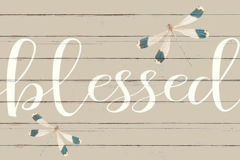 Blessed Dragonfly White Modern Wood Framed Art Print with Double Matting by Allen, Kimberly