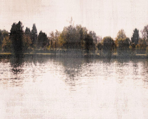 Serenity Lake White Modern Wood Framed Art Print with Double Matting by Allen, Kimberly
