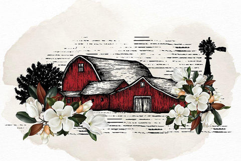 Magnolia Barn Black Ornate Wood Framed Art Print with Double Matting by Allen, Kimberly