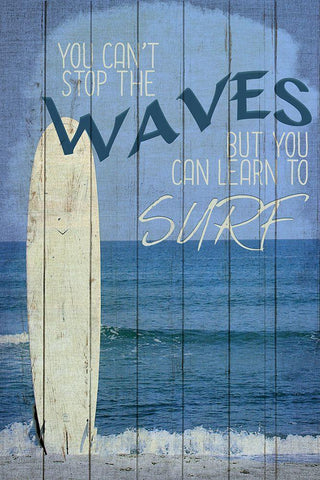Learn to Surf White Modern Wood Framed Art Print with Double Matting by Allen, Kimberly