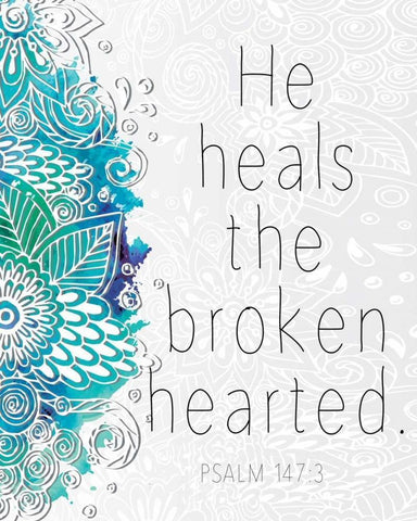 He Heals White Modern Wood Framed Art Print with Double Matting by Allen, Kimberly