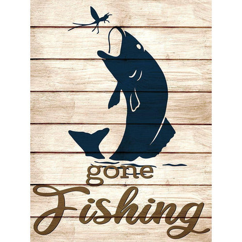 Gone Fishing Black Modern Wood Framed Art Print with Double Matting by Allen, Kimberly