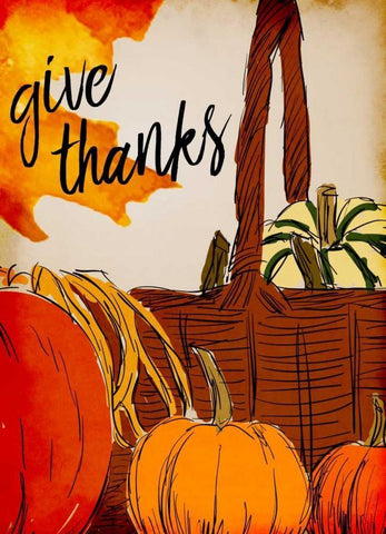 Give Thanks Basket Black Ornate Wood Framed Art Print with Double Matting by Allen, Kimberly