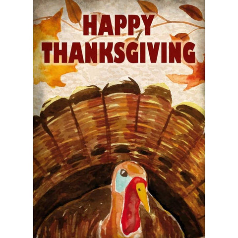 Happy Thanksgiving Turkey Black Modern Wood Framed Art Print with Double Matting by Allen, Kimberly