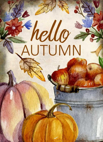 Hello Autumn White Modern Wood Framed Art Print with Double Matting by Allen, Kimberly