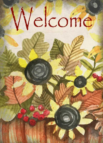 Welcome Fall White Modern Wood Framed Art Print with Double Matting by Allen, Kimberly