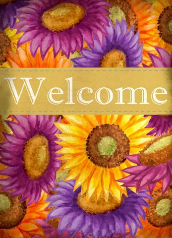 Welcome Sunflower White Modern Wood Framed Art Print with Double Matting by Allen, Kimberly