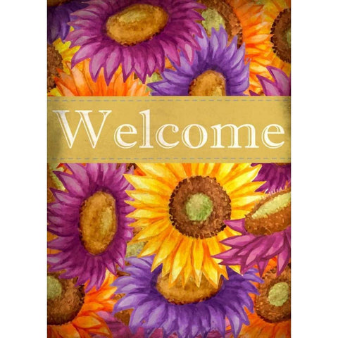 Welcome Sunflower Gold Ornate Wood Framed Art Print with Double Matting by Allen, Kimberly