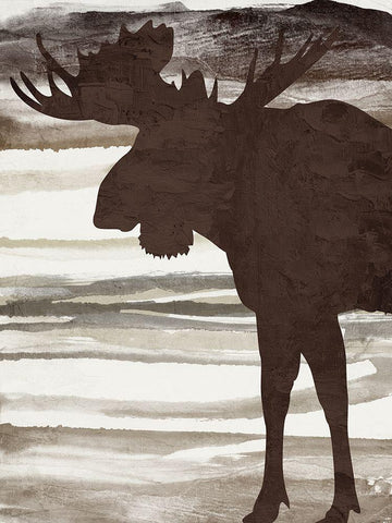 Moose 2 White Modern Wood Framed Art Print with Double Matting by Allen, Kimberly