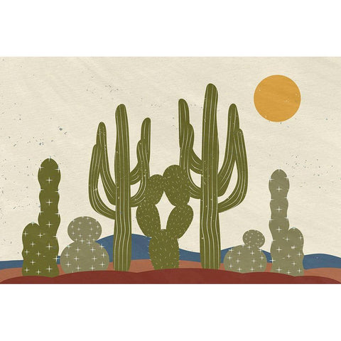 Cactus Walk White Modern Wood Framed Art Print by Allen, Kimberly