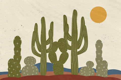 Cactus Walk Black Ornate Wood Framed Art Print with Double Matting by Allen, Kimberly