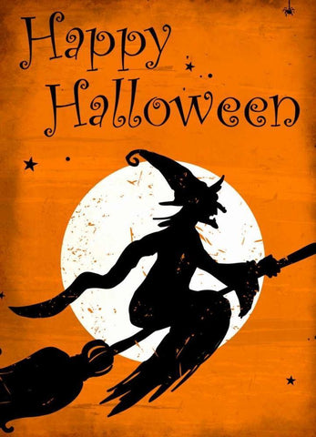 Happy Halloween Witch White Modern Wood Framed Art Print with Double Matting by Allen, Kimberly