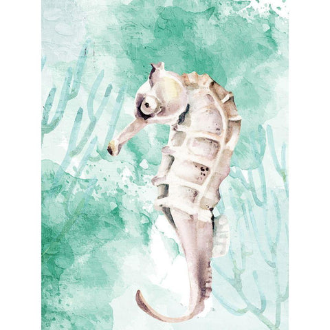 Seahorse Swimming White Modern Wood Framed Art Print by Allen, Kimberly