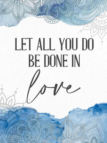 Watercolor Love White Modern Wood Framed Art Print with Double Matting by Allen, Kimberly