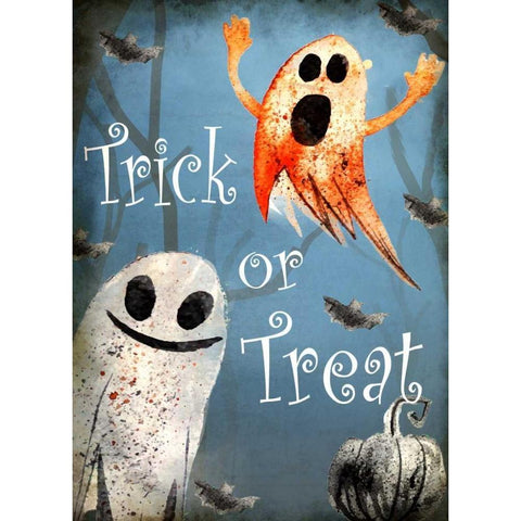 Trick or Treat Ghosts White Modern Wood Framed Art Print by Allen, Kimberly