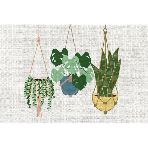 Burlap Hanging Plants White Modern Wood Framed Art Print by Allen, Kimberly