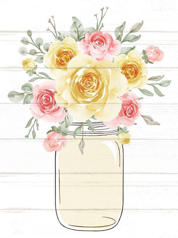 Floral Jar 4 Black Ornate Wood Framed Art Print with Double Matting by Allen, Kimberly