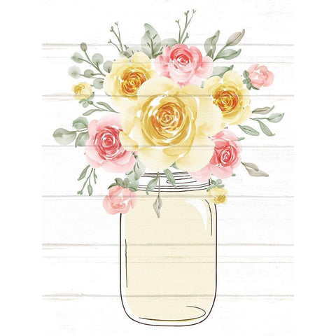 Floral Jar 4 Black Modern Wood Framed Art Print by Allen, Kimberly