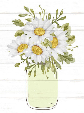 Floral Jar 5 White Modern Wood Framed Art Print with Double Matting by Allen, Kimberly