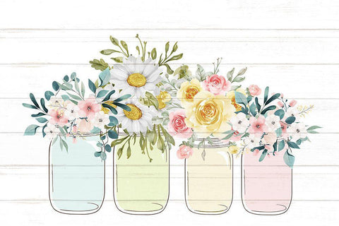 Floral Jar 6 White Modern Wood Framed Art Print with Double Matting by Allen, Kimberly