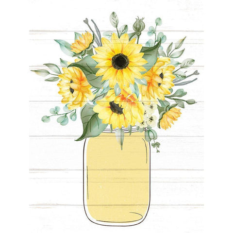 Mason Jar Floral 2 White Modern Wood Framed Art Print by Allen, Kimberly