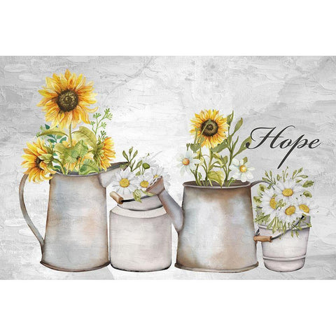 Hope Sunflower Daisies White Modern Wood Framed Art Print by Allen, Kimberly