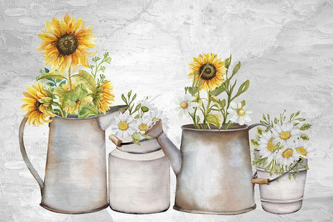 Hope Sunflower Daisies White Modern Wood Framed Art Print with Double Matting by Allen, Kimberly