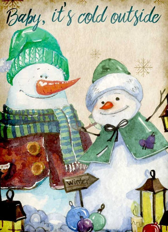 Baby its Cold Outside White Modern Wood Framed Art Print with Double Matting by Allen, Kimberly