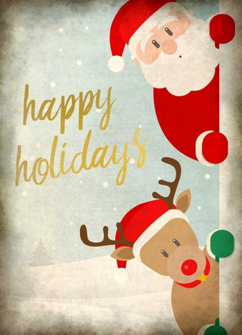 Santa and Rudolph White Modern Wood Framed Art Print with Double Matting by Allen, Kimberly